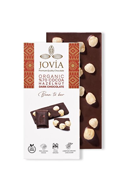JOVİA ÇİKOLATA Organik %70 Bitter Çikolata Fındıklı 85 Gr