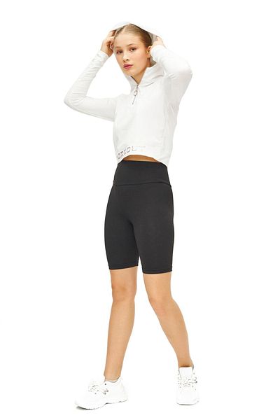 cervus Women's Long Sleeve Hooded Top And Short Tights Biker Two Piece Set