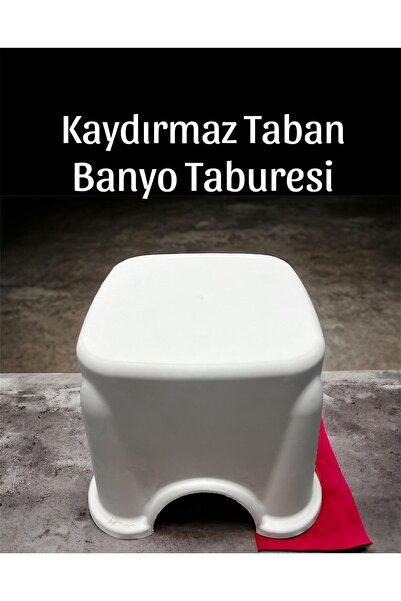 Funny Life Altı Lastikli Kaymaz Lüx Kare Strong Çok Amaçlı Beyaz Banyo Taburesi