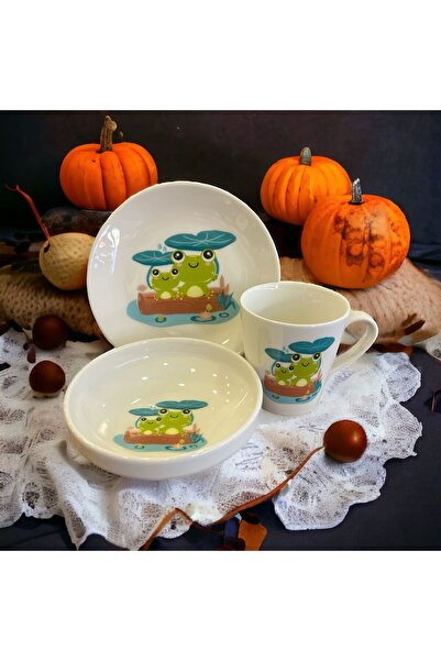 Küçükler Züccaciye Tulu Porselen Mama Seti 3 Parça