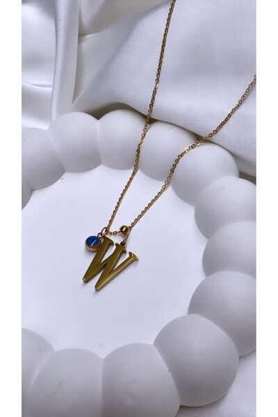 Accessories Gold Color Evil Eye Beaded Steel W Letter Necklace