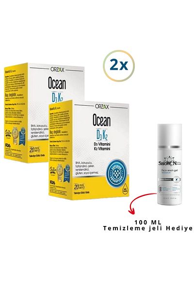 Ocean D3 K2 Drops - 20ml and 100ml Food Supplement, 2 Pcs Gift Set