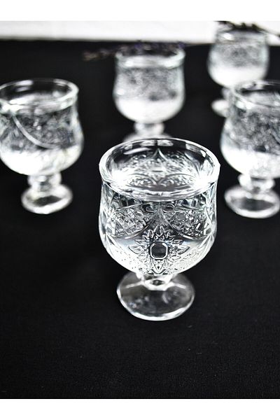 Purelegant Crystal Appearance Cut-Leg Glass 6 Pieces Coffee, Water / Liquor / Sherbet Glasses / Glasses * 6 Liquor Glasses