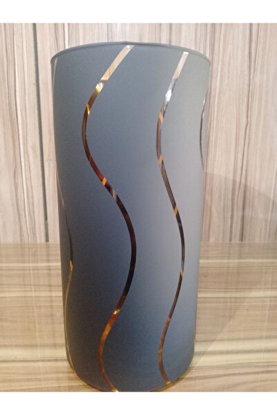 Candle Vase Vasă cilindrică modernă de lux - negru mat, sticlă cu model galbe...