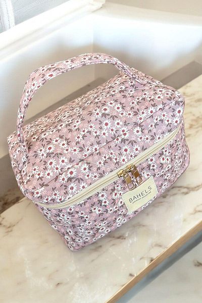 BAHELS Travel Makeup Bag - Lilac Crispy Flower Pattern