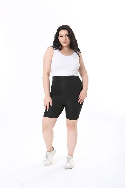Butik Nilyam High Waist Oversize Shorts Recovery Leggings - Women's Plus Size Black 24139