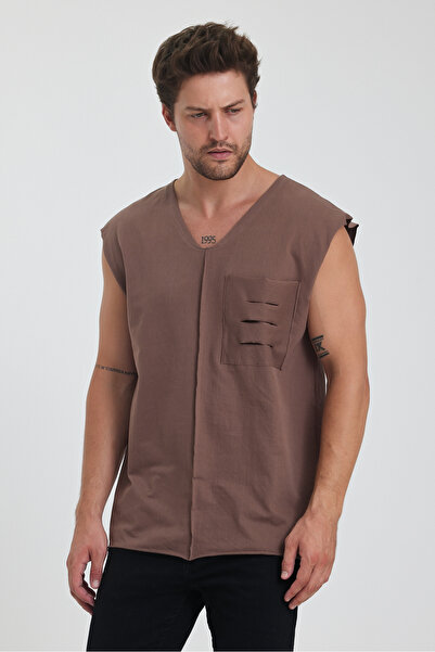 rammers Λεπτομερής μπλουζάκι με λαιμόκοψη V με λεπτές τσέπες με μηδενικό μανίκι Χαλαρή εφαρμογή