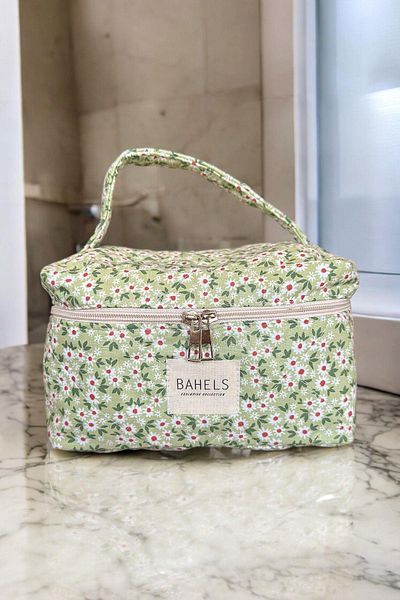 BAHELS Green Floral Patterned Travel Makeup Bag