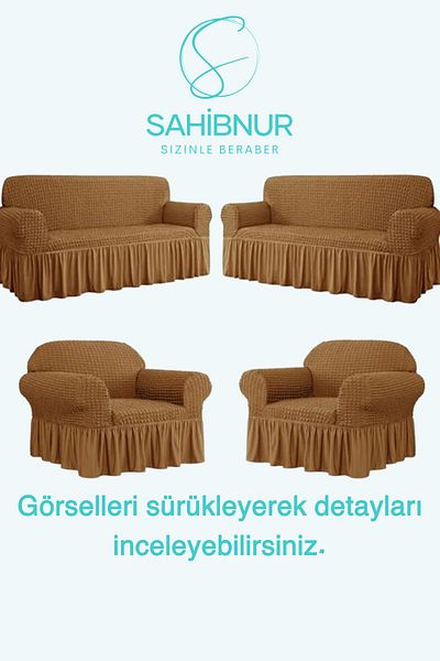 SAHİBNUR Canapea Wraparound pentru 3+3+1+1 set - canapea, husă pentru canapea extensibilă, husă pentru scaun, cu elastic și fuste 3311