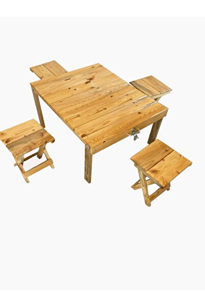 AhşapAdam Bavul Masa Tabure Takımı