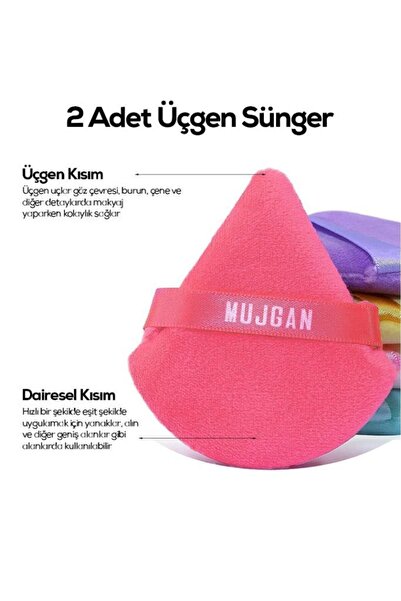 MUJGAN 2'li Üçgen Makyaj Süngeri Mor