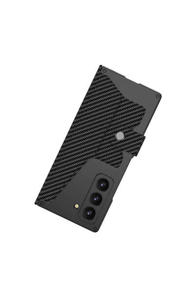 halkhouse Samsung Galaxy Z Fold 6 Kılıf Kamera Korumalı Karbon Tasarımlı İz Yapmaz Kıpta Kalemli Fest Kapak