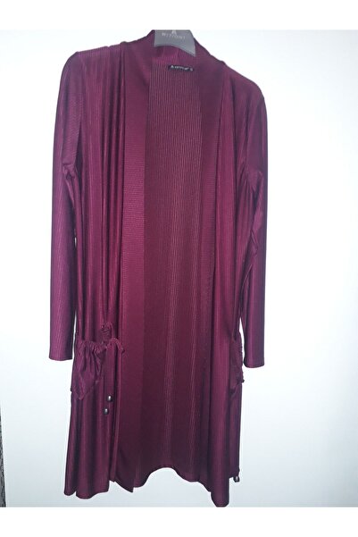 VİPP BÜYÜK BEDEN Uzun Mor Renk Hırka Cepli Yazlık