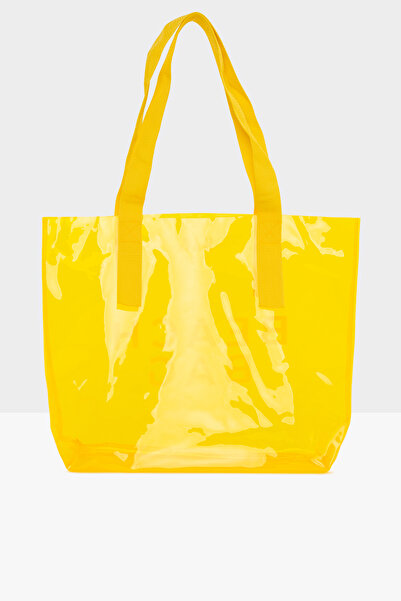 Bagmori Κίτρινη γυναικεία τσάντα παραλίας εμπριμέ Διαφανής τσάντα παραλίας M000007257
