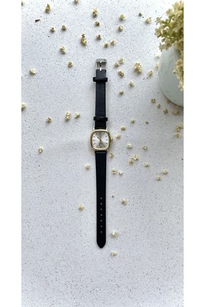Spectrum Women's Gold Black Leather Corded Minimal Vintage New Season Women's Wristwatch