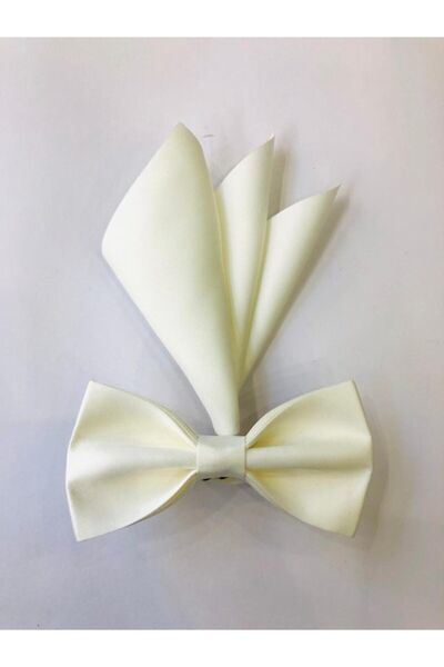 CRWAT ® Cream / Matte Dupont Bow Tie - with Handkerchief