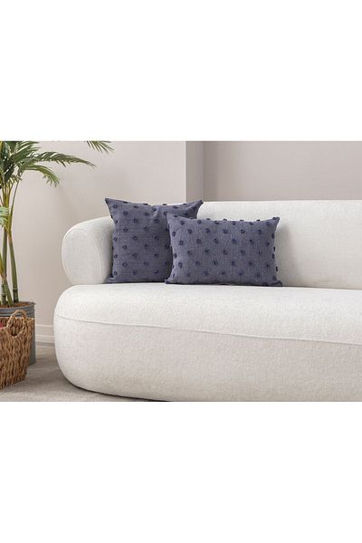dekomall home & living Ленена плетена възглавница на точки, синя - 43x43 см и 35x50 см, комплект от 2 броя