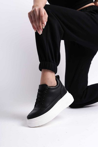 She WOMEN'S INNER HIDDEN HEELS BLACK, SOLE WHITE SPORTS SHOES SNEAKER