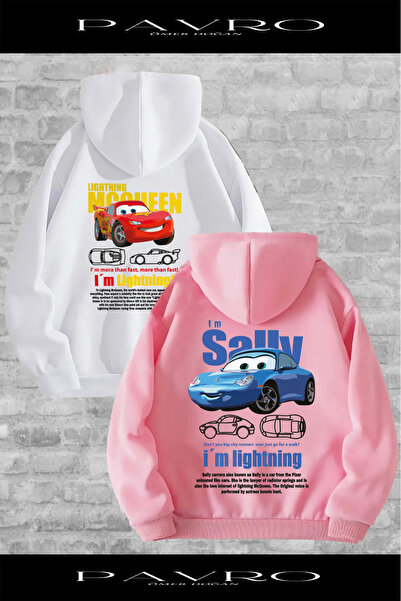 PAVRO Sevgili Sweatshirt McQueen Sally Sırt Baskılı Sevgili Çift Kombini Kapüşonlu Sweatshirt 2 li Takım