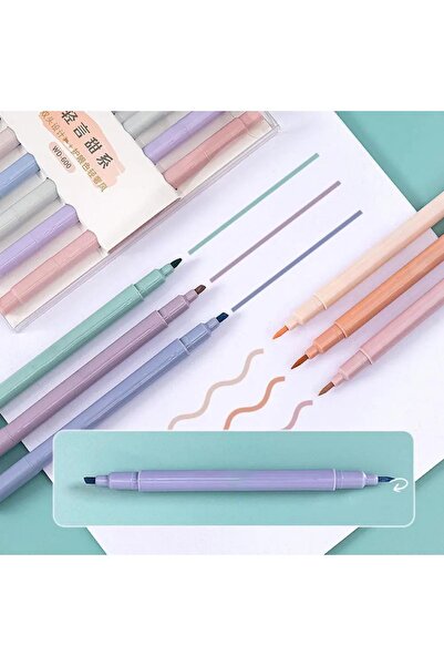 NaSaDAN Ultra Soft 6'lı Çift Taraflı Pastel Fosforlu Kalem Seti – Silindir Tasarım