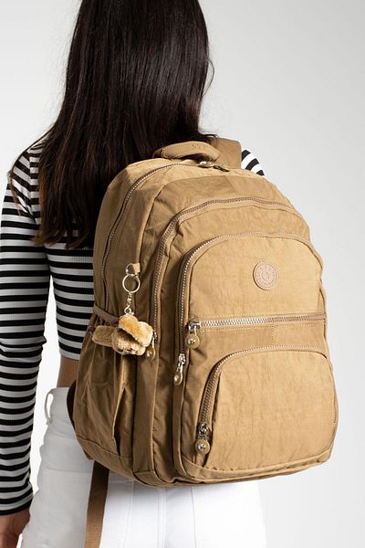 DUOMİNO Large Size Tan Clinker Water Resistant Backpack - 15,6 High School