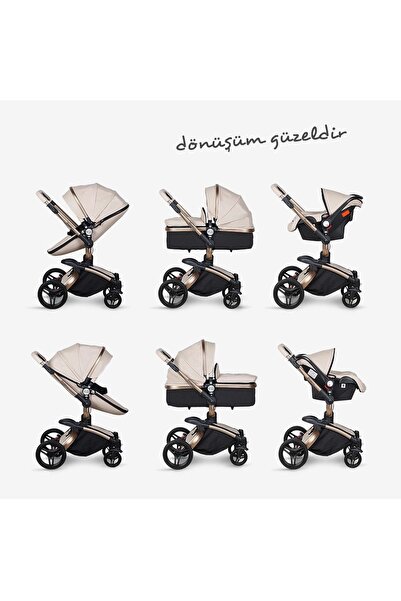 Huggy Egg 6-in-1 Travel Sistem Bebek Arabası Beyaz Siyah – Çift Yönlü, 360 Derece Döner