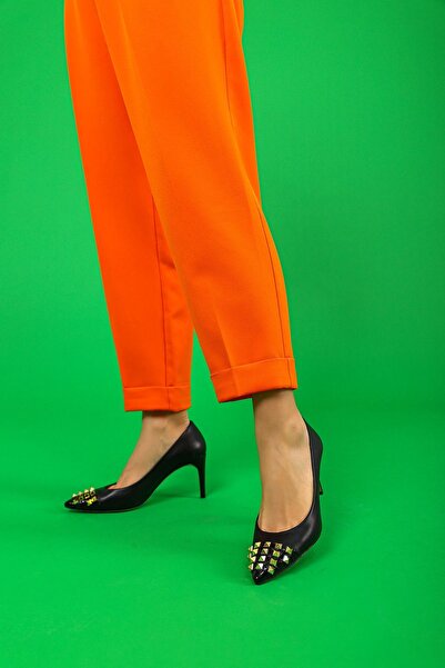 Nemesis Shoes Vidya Gerçek Deri Kadın Topuklu Ayakkabı Siyah