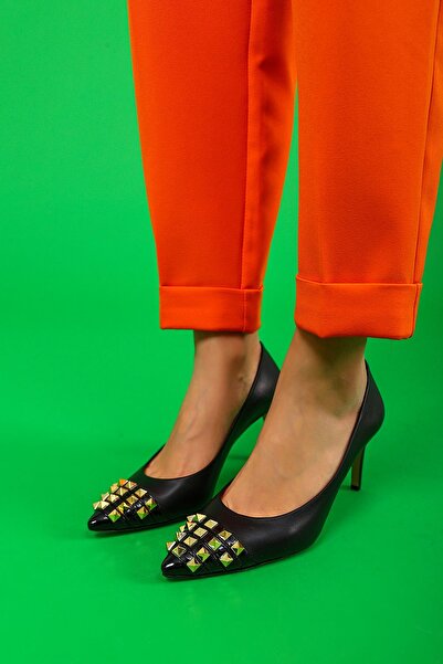 Nemesis Shoes Vidya Gerçek Deri Kadın Topuklu Ayakkabı Siyah