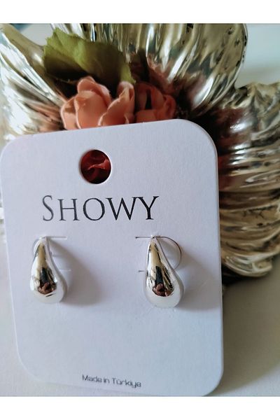 MİRAKSESUAR Small Size Silver Drop Earrings