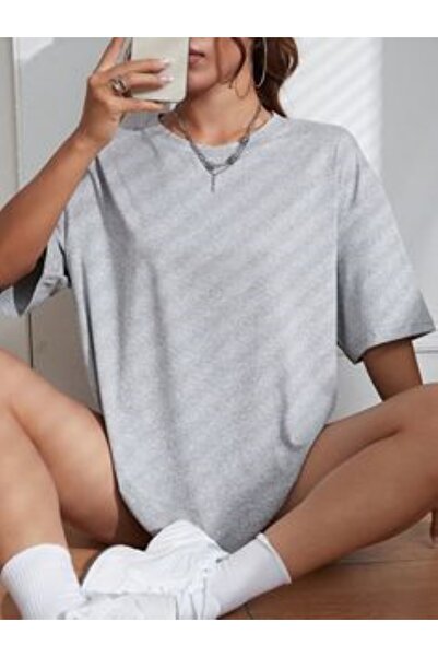 FİTGO Tricou supradimensionat gri pentru damă