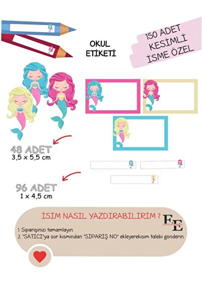 EyER Shoping دفتر ملاحظات حورية البحر بملصقات مدرسية 150 قطعة مقطوعة (ad-soya...