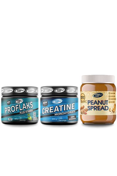 Conlast Proflaks Plus Vitamax - High Protein Peanut Butter, Creatine Monohydrate 300Gr, 350Gr Gift - Simple Design