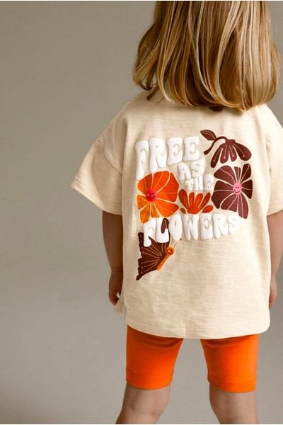 Soody Kids Embossed Flower Printed girl's leggings bottom top suit