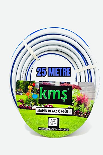 GND KMŞ Marin Beyaz Örgülü Kaliteli Bahçe Hortumu 1/2 25 Mt