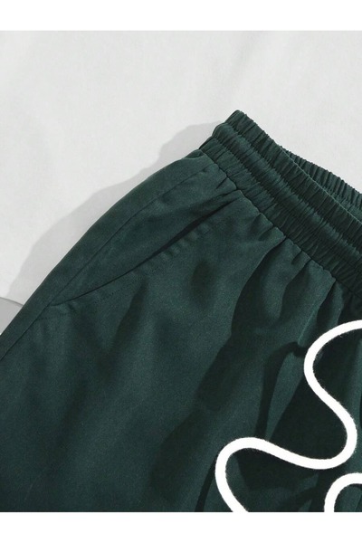 PERISENSE Σετ μπλουζάκι 2 τεμαχίων Traveler με στάμπα σορτς Λευκό Πράσινο Σετ