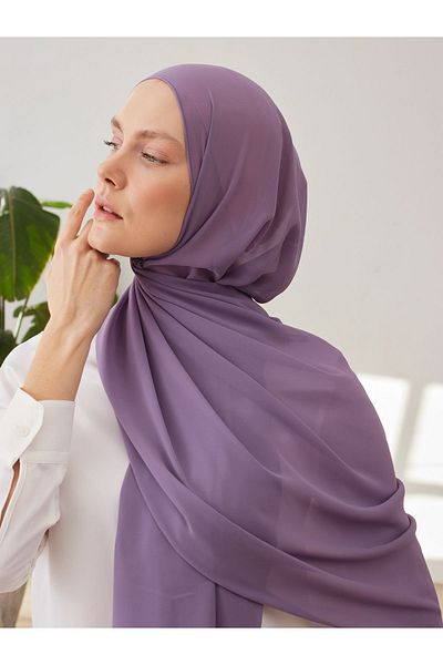 Femple Modest Σάλι Σιφόν Πολυτελείας - Λιλά, 180x70cm, Hijab