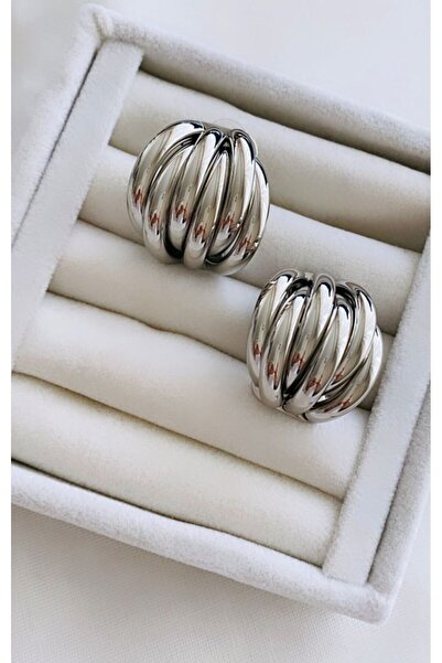 VNS Accessories أقراط فضية ذات مظهر أنبوبي مكونة من ست قطع