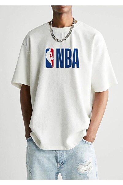 Genel Markalar ONTHE-NBA Logo baskılı Oversize T-shirt