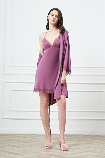 GIONA 5-piece Micro Fabric Nightgown and Dressing Gown Set