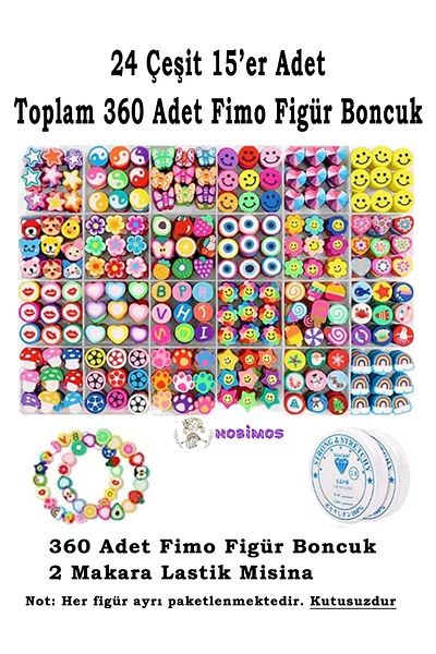 Hobimos 360 Pieces Fimo Figure Beads - Phone Accessory and Bracelet Necklace Set