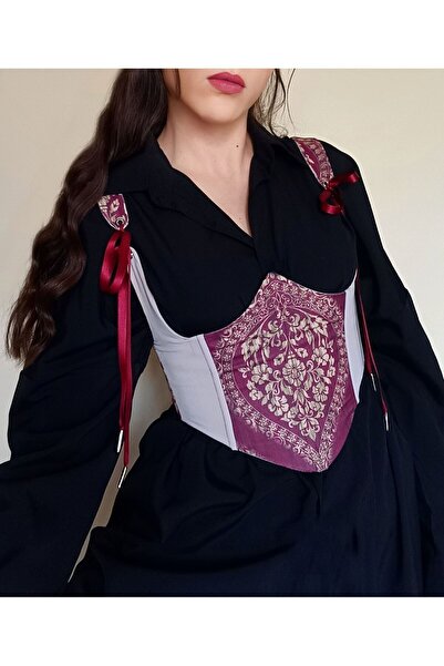 Pinn tekstil Бордовий корсет з етнічним візерунком