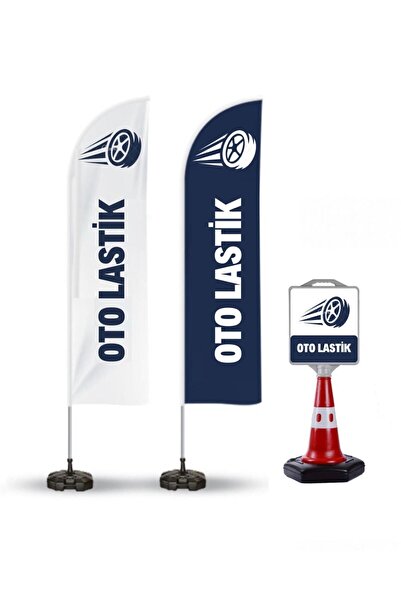 geaplast Oto Lastik Temalı 2 Adet Yelken Bayrak Ve 1 Adet Reklam Dubası Seti-...