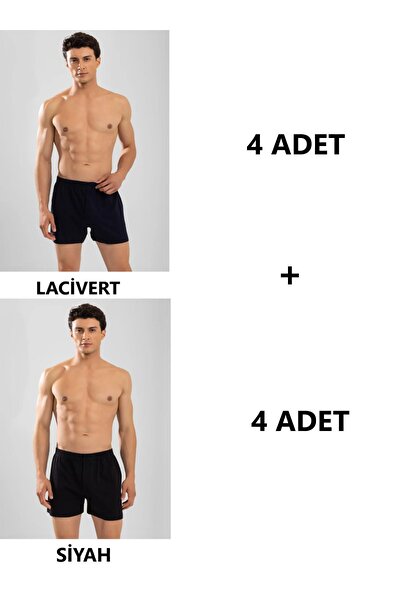 PİERLES Ανδρικό χτενισμένο βαμβακερό σετ μπόξερ με πετσέτα μέσης 8 τεμαχίων