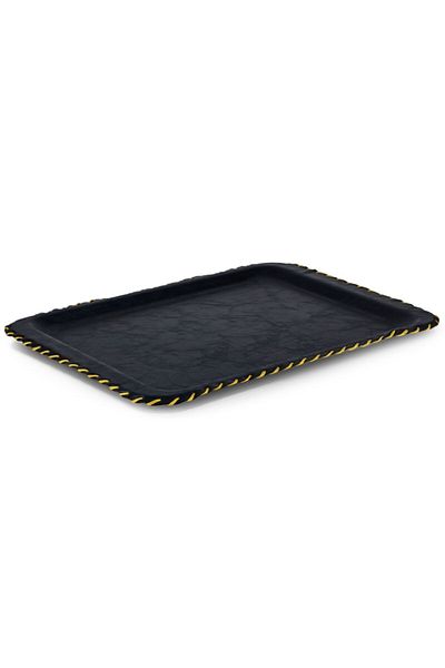 Tria Navy Blue 1 Piece 37x53 Cm Cornered Leather Tray - Handmade