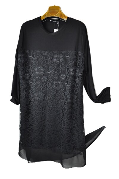 elma abone Sandy Lace Chiffon Evening Dress - Combed Cotton Kumash Tunik