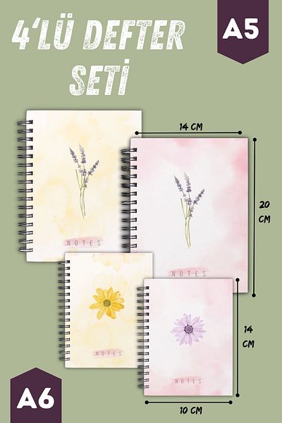 Craft 4 Unlined Spiral Notebook - A5 and A6, Steel Spiral, 90 Pages, Hard Cardboard Cover