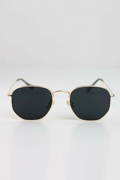 Makro Optik Unisex Gold Pentagonal Gold Vintage Sunglasses