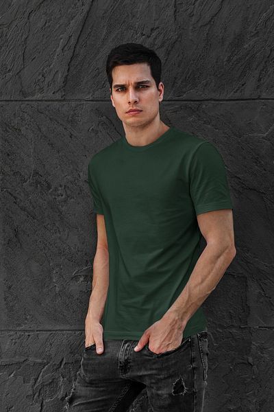OXVİN Ανδρικό βαμβακερό μπλουζάκι με λαιμόκοψη με κανονική εφαρμογή - Άνετη εφαρμογή