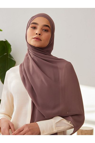 Femple Modest Rose Brown Deluxe Σιφόν Σάλι - 180x70cm Hijab