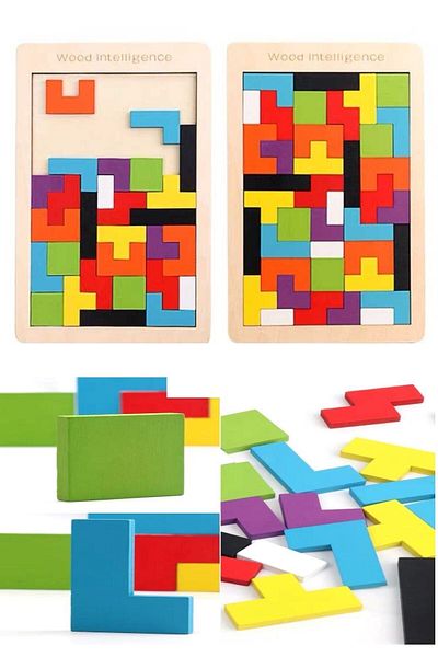 Ax Axentia Wooden Block Tetris Brain Teaser